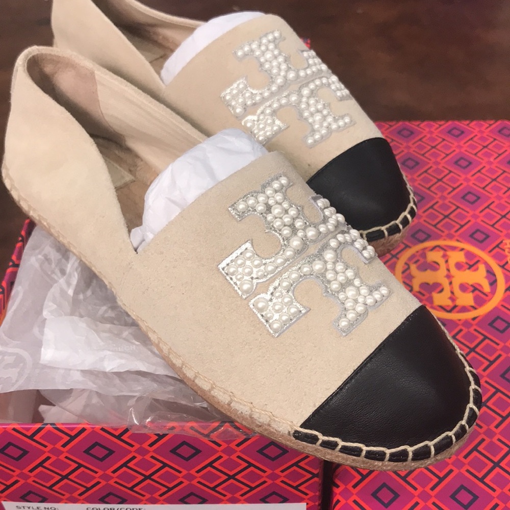 Tory Burch Pearl Logo Espadrille Dulce de Leche